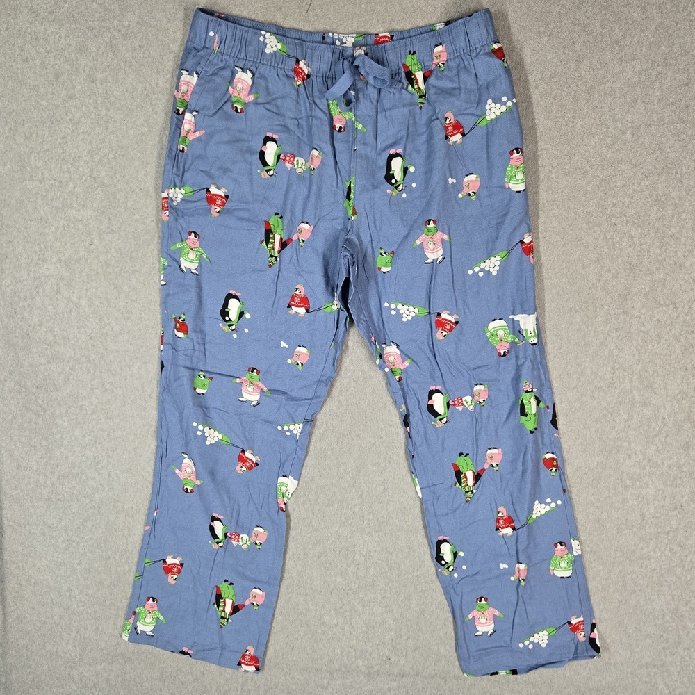 Old Navy Women Sleepwear L Blue Pajama Pants Holiday Season Flannel NWT